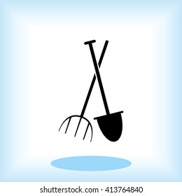 Garden fork, garden shovel icon