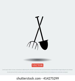 Garden fork, garden shovel icon