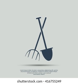 Garden fork, garden shovel icon