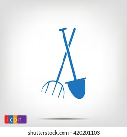 Garden fork, garden shovel icon