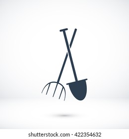 Garden fork, garden shovel icon