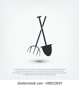 Garden fork, garden shovel icon