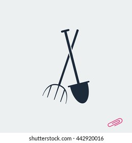 Garden fork, garden shovel icon