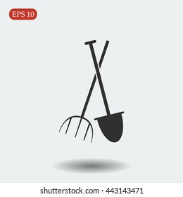 Garden fork, garden shovel icon