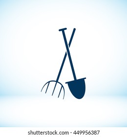 Garden fork, garden shovel icon