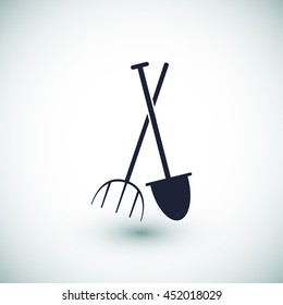 Garden fork, garden shovel icon