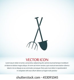 Garden fork, garden shovel icon
