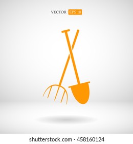 Garden fork, garden shovel icon