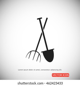 Garden fork, garden shovel icon