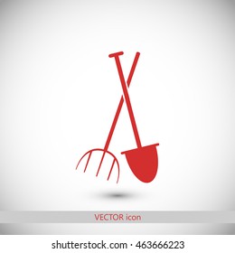 Garden fork, garden shovel icon