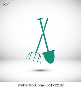 Garden fork, garden shovel icon, vector best flat icon, EPS