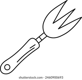 Garden Fork Tool Outline Vector Illustration