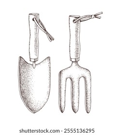 Garden fork and trowel vector illustration