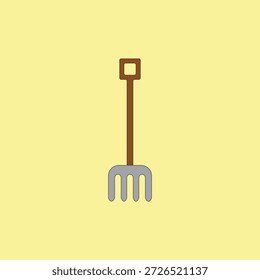 Ilustración vectorial de tenedor de jardín. Herramienta para horticultura, agricultura, agricultura