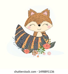 A garden fox with colorful flowers