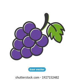 Icono de uva fresca en el jardín. modelo de símbolo de estilo de vida sano para colección de diseño gráfico y web ilustración vectorial