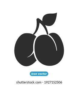 Garden fresh plum icon. plum fruits healthy lifestyle symbol template for graphic and web design collection logo vector illustration