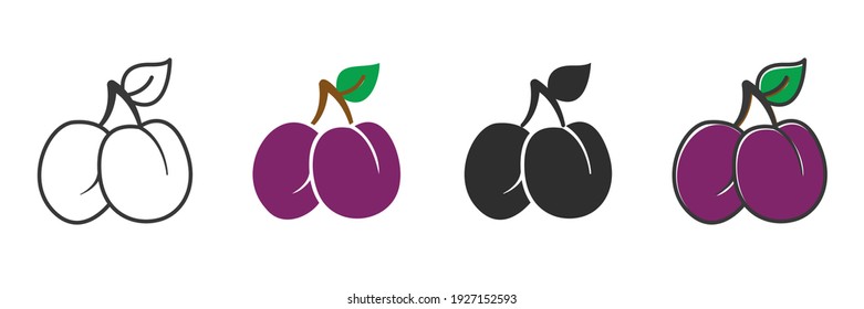 Garden fresh plum icon. plum fruits healthy lifestyle symbol template for graphic and web design collection logo vector illustration