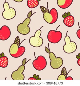 Garden fruit and berries decorative seamless background