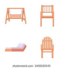 Garden furniture icons set cartoon vector. Various kind of outdoor furniture. Interior concept