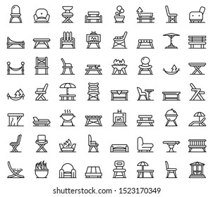 Garden furniture icons set. Outline set of Garden furniture vector icons for web design isolated on white background