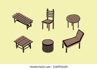 garden furniture and sun loungers design modern vector illustration 