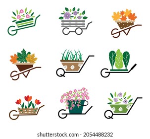 garden gardener gardening logo for website and company set