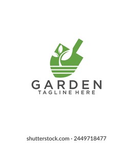 Vector de la Inspiración del diseño del logotipo del jardinero del jardín, cuidado del césped, agricultor, logotipo del servicio del césped, Vector del icono