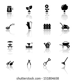 Garden and gardening icon set