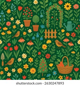 Projeto de impressão floral de portão de jardim em vetor