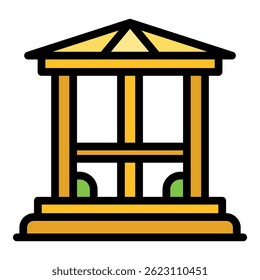 Garden gazebo icon. Outline garden gazebo vector icon color flat isolated