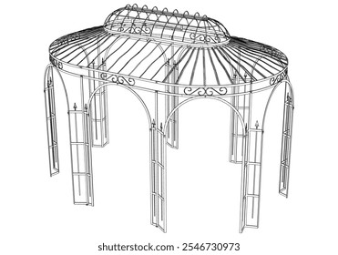 Garden Gazebo outline vector illustration. Perfect for artistic projects, decor ideas, and graphic designs. Elegant Antique Decor Illustration 
