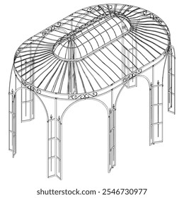 Garden Gazebo outline vector illustration. Perfect for artistic projects, decor ideas, and graphic designs. Elegant Antique Decor Illustration 