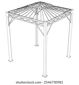 Garden Gazebo outline vector illustration. Perfect for artistic projects, decor ideas, and graphic designs. Elegant Antique Decor Illustration 