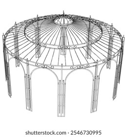 Garden Gazebo outline vector illustration. Perfect for artistic projects, decor ideas, and graphic designs. Elegant Antique Decor Illustration 