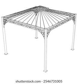 Garden Gazebo outline vector illustration. Perfect for artistic projects, decor ideas, and graphic designs. Elegant Antique Decor Illustration 