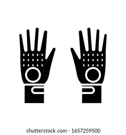 Garden gloves black icon, concept illustration, vector flat symbol, glyph sign.