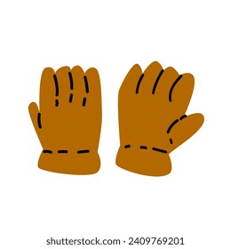 garden gloves in brown color icon. Vector illustration isolated. 