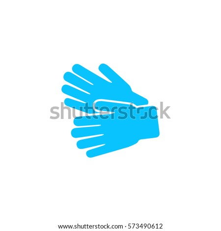 Garden Gloves icon flat. Blue pictogram on white background. Vector illustration symbol