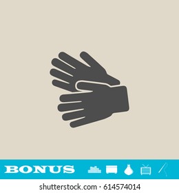 Garden Gloves icon flat. Grey pictogram on light background. Vector illustration symbol and bonus button real estate, ottoman, vase, tv, fishing rod