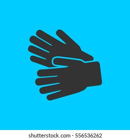Garden Gloves icon flat. Simple vector black pictogram on blue background