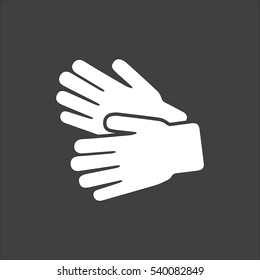 Garden Gloves icon flat. Vector white illustration isolated on black background. Flat symbol