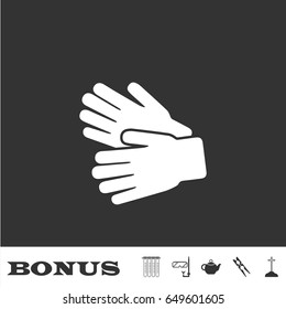 Garden Gloves icon flat. White pictogram on black background. Vector illustration symbol and bonus icons