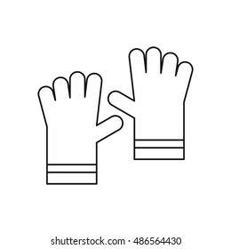 Garden gloves icon in outline style isolated on white background vector illustration