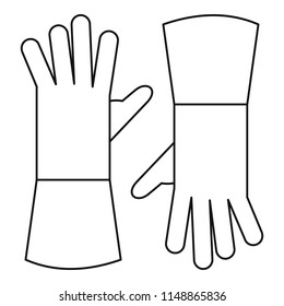 Garden gloves icon. Outline garden gloves vector icon for web design isolated on white background