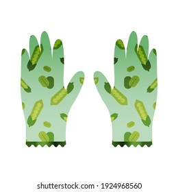 Garden Gloves. Modern Flat Vector Illustration. Social Media Template. 
