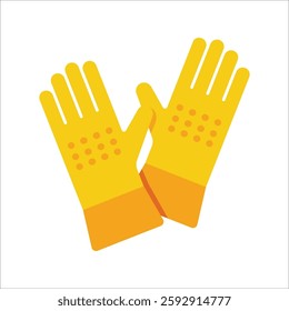 Garden gloves vector icon. Flat illustration of yellow rubber gloves for gardening. Springtime housework concept.
