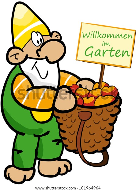 Garden Gnome Basket Stock Vector (Royalty Free) 101964964