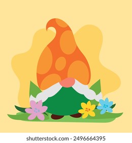 Garden gnome cartoon character Vector illustration