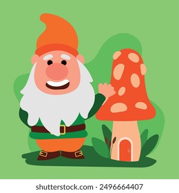 Garden gnome cartoon character Vector illustration